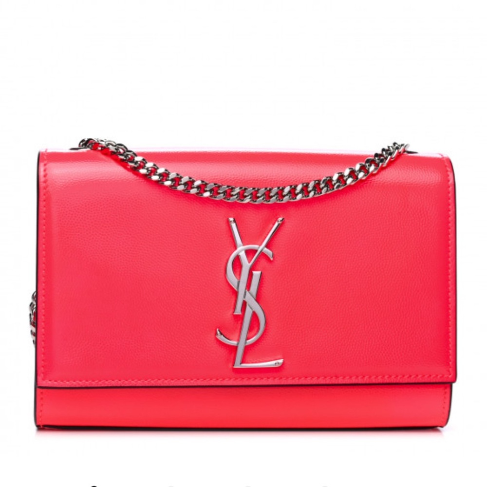 Patent Grain de Poudre Small Monogram Kate Satchel Neon Pink